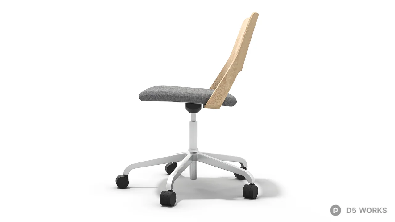 Minimalist Wood Frame Office Chair 3d model thumbnail 3