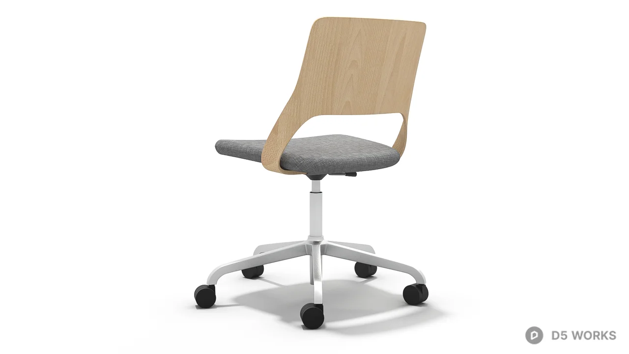 Minimalist Wood Frame Office Chair 3d model thumbnail 5