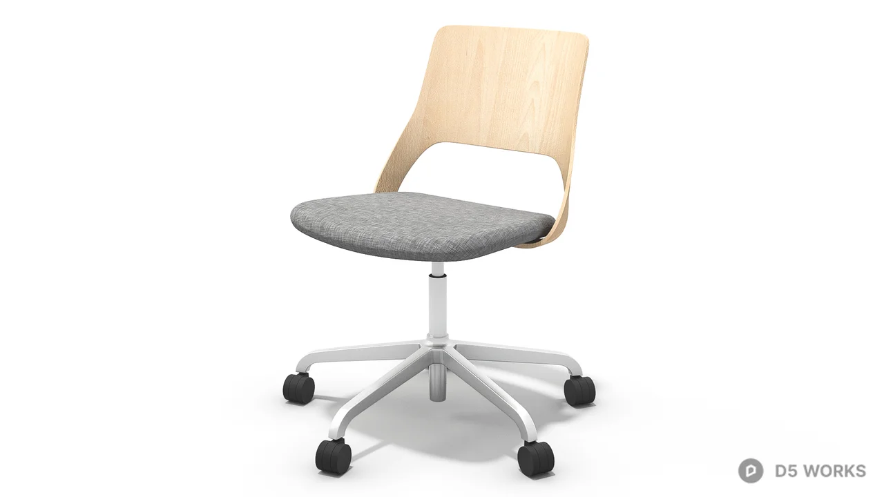 Minimalist Wood Frame Office Chair 3d model thumbnail 6