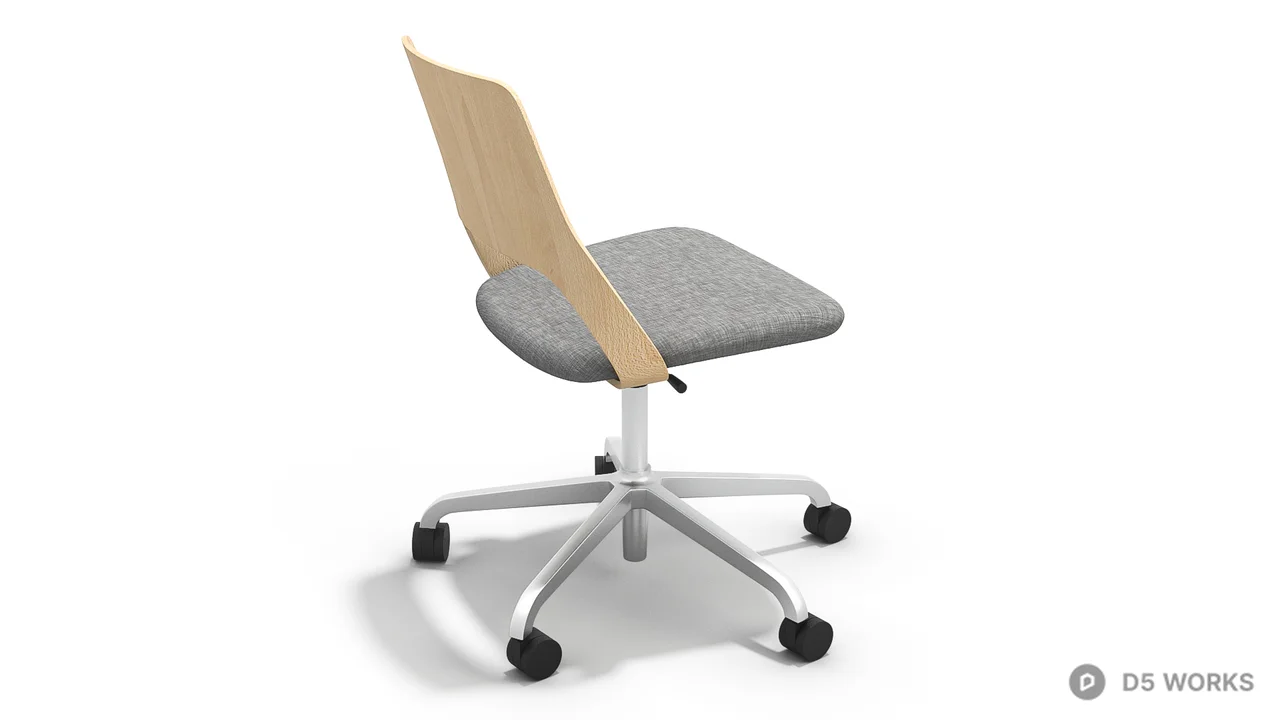Minimalist Wood Frame Office Chair 3d model thumbnail 4