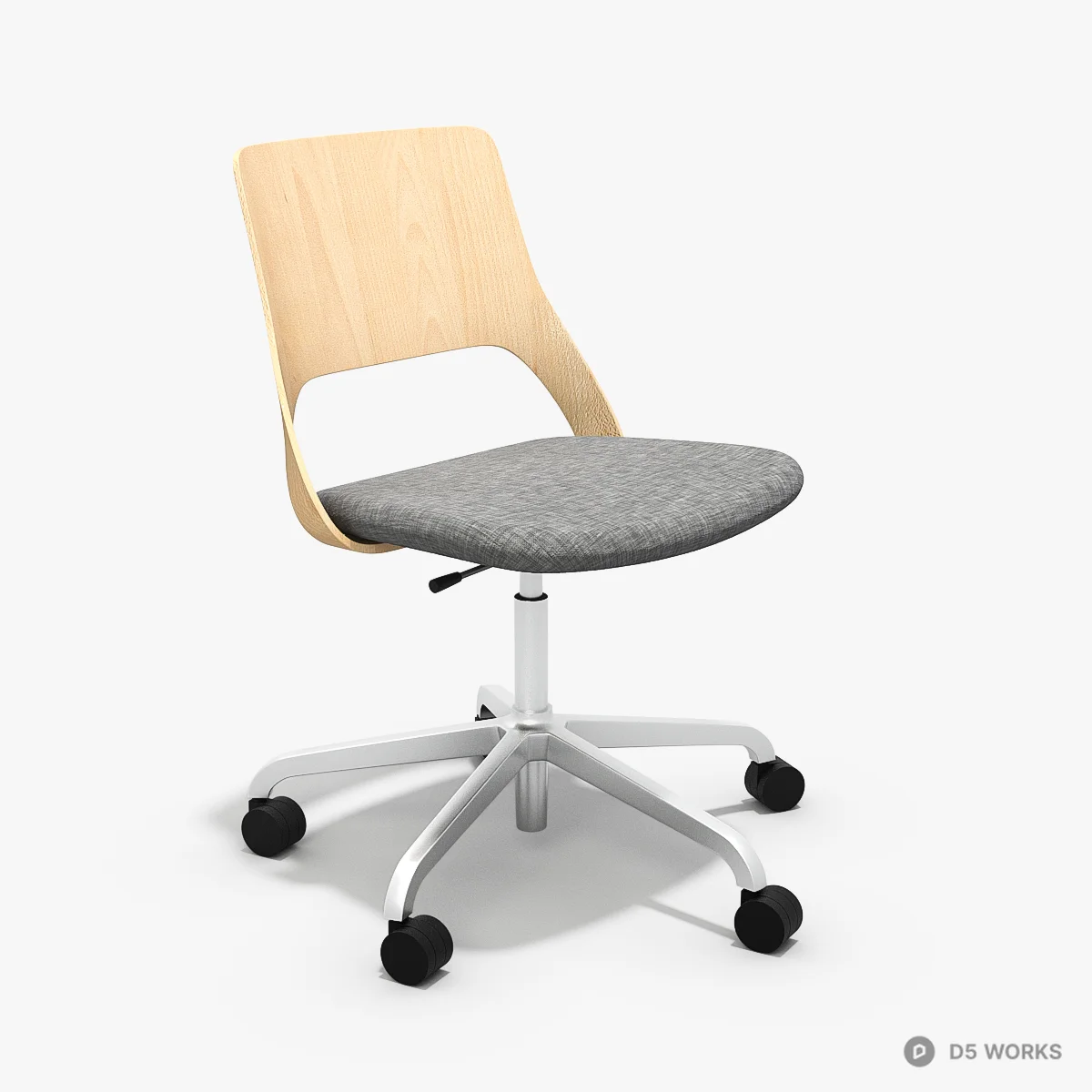 Minimalist Wood Frame Office Chair 3d model - Image 1