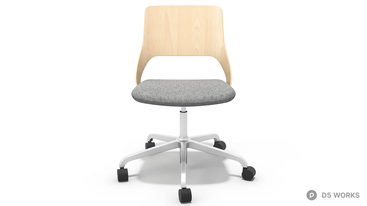 Minimalist Wood Frame Office Chair 3d model thumbnail 7