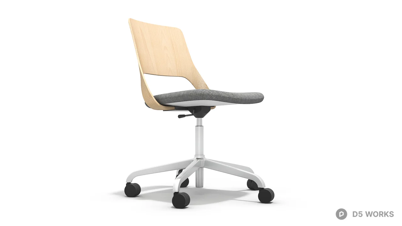 Minimalist Wood Frame Office Chair 3d model thumbnail 2