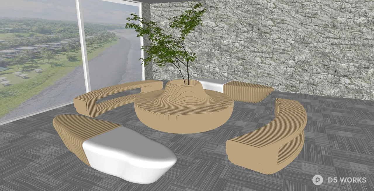 Parametric Plywood Circular Bench with Planter 3d model thumbnail 2