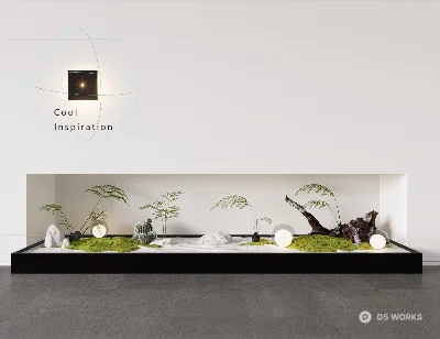 Minimalist Japanese Zen Garden Display 3d model - Image 1