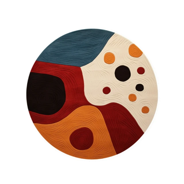 Modern Abstract Round Area Rug with Organic Shapes 3d model