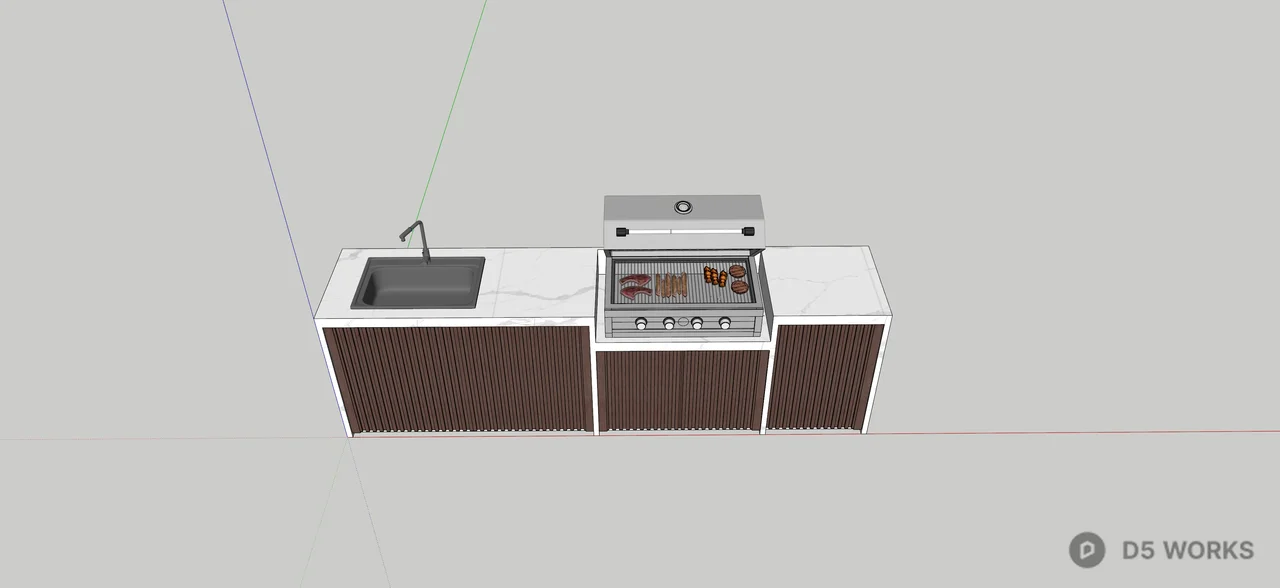 Outdoor Kitchen Cabinet Set 3d model thumbnail 2