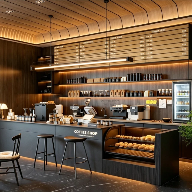 Modern Industrial Coffee Shop Interior Scene 3d model