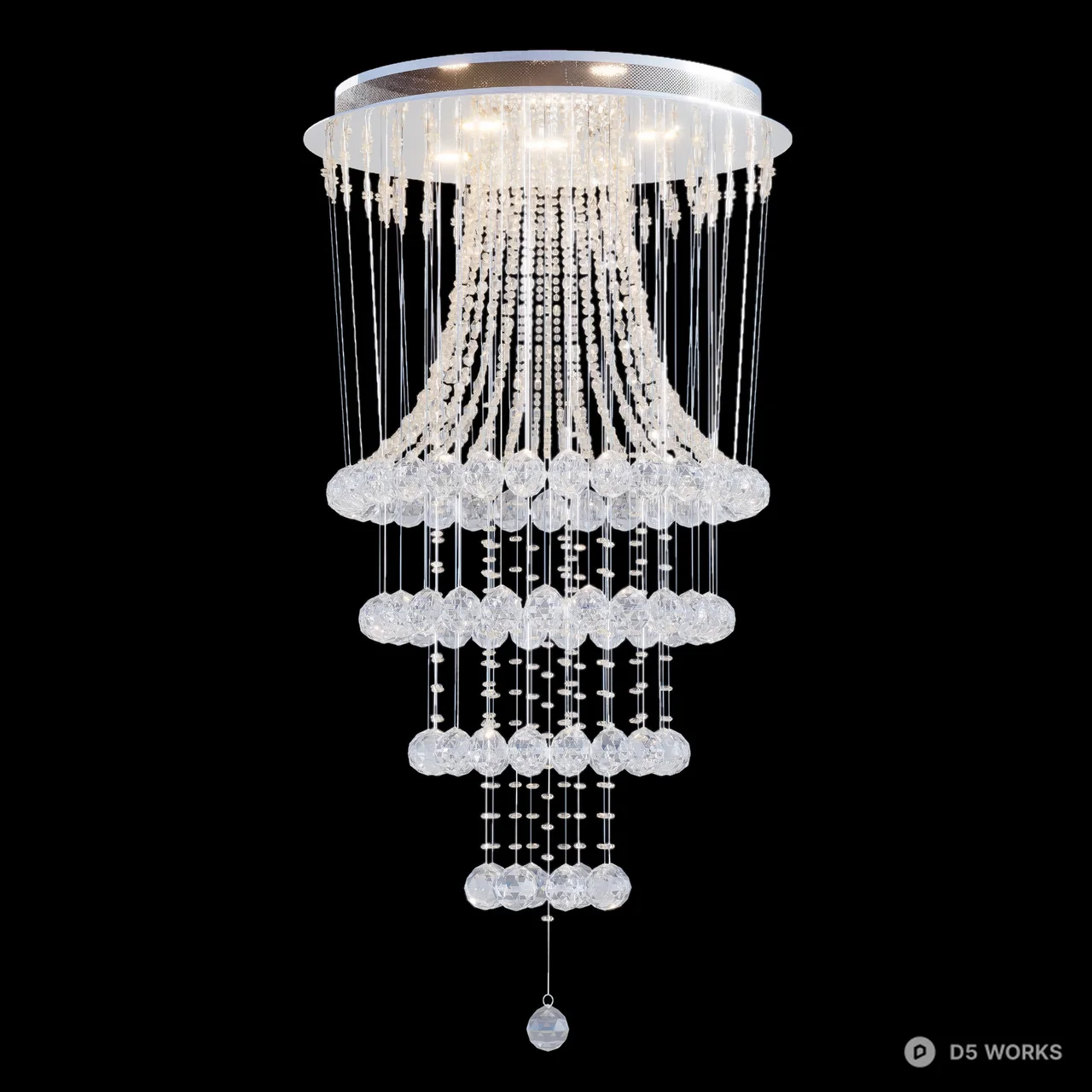 Tiered Crystal Beaded Chandelier 3d model thumbnail 2