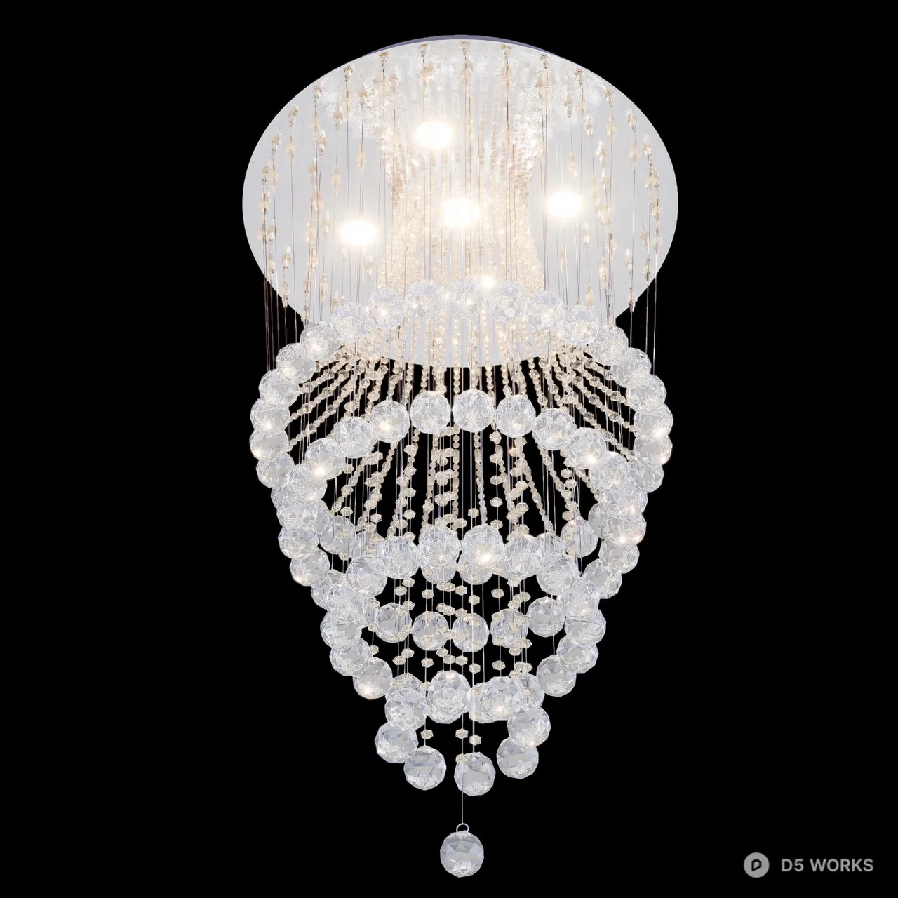 Tiered Crystal Beaded Chandelier 3d model thumbnail 3