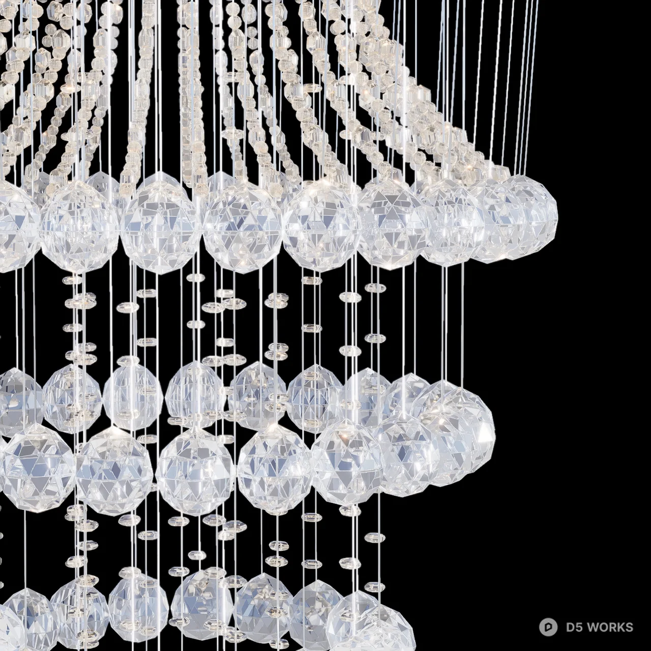 Tiered Crystal Beaded Chandelier 3d model thumbnail 5