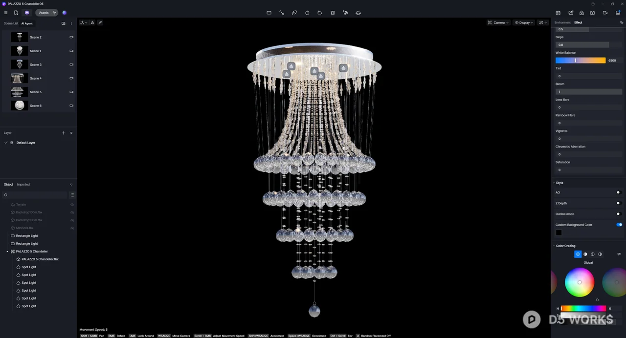 Tiered Crystal Beaded Chandelier 3d model thumbnail 7