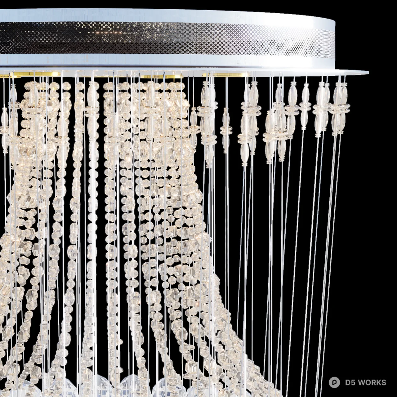 Tiered Crystal Beaded Chandelier 3d model thumbnail 6