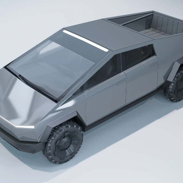 Futuristic Low Poly Electric Pickup Truck 3d model