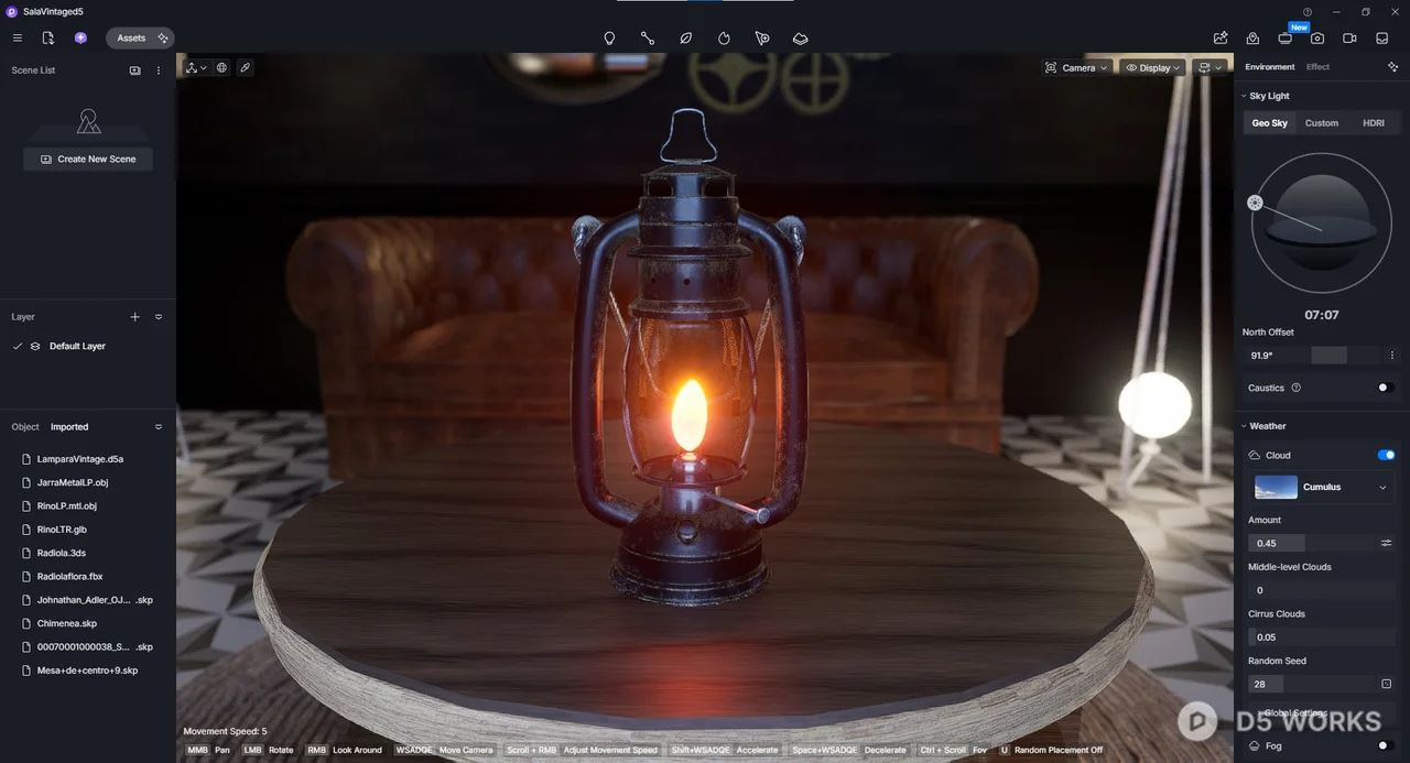 Vintage Rusty Oil Lantern with Realistic Flame 3d model thumbnail 6