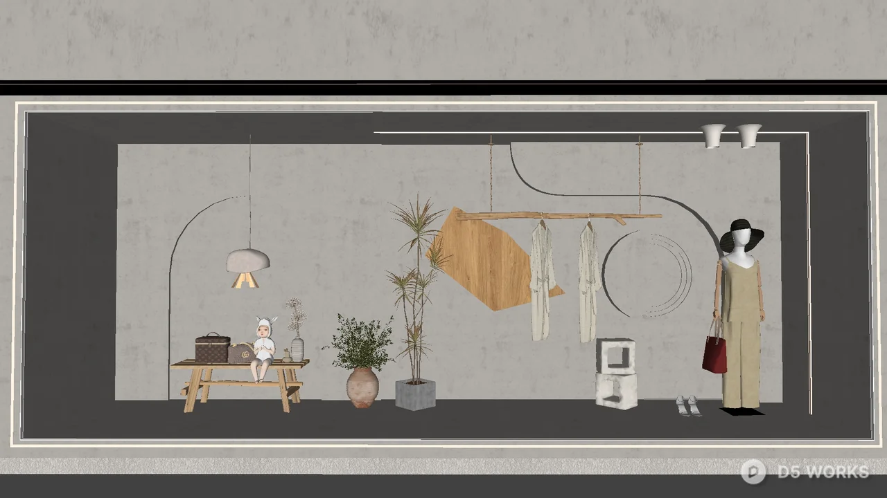 Minimalist Shop Window Display 3d model - Image 1