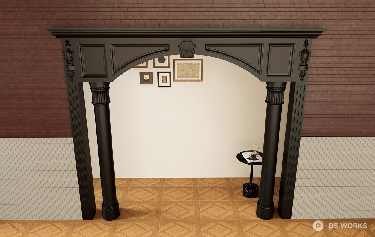 Arched Door Frame With Columns 3d model thumbnail 2