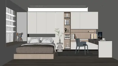 Minimalist Tatami Bedroom with Integrated Storage 3d model