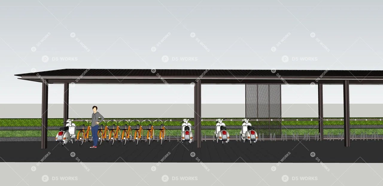 New Chinese Parking Shed 3d model thumbnail 2