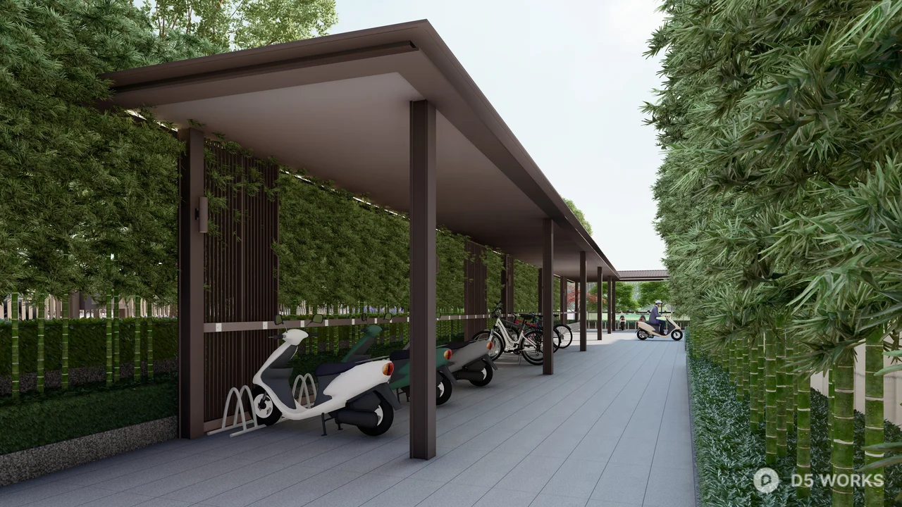 Modern Parking Shelter With Greenery 3d model - Image 1