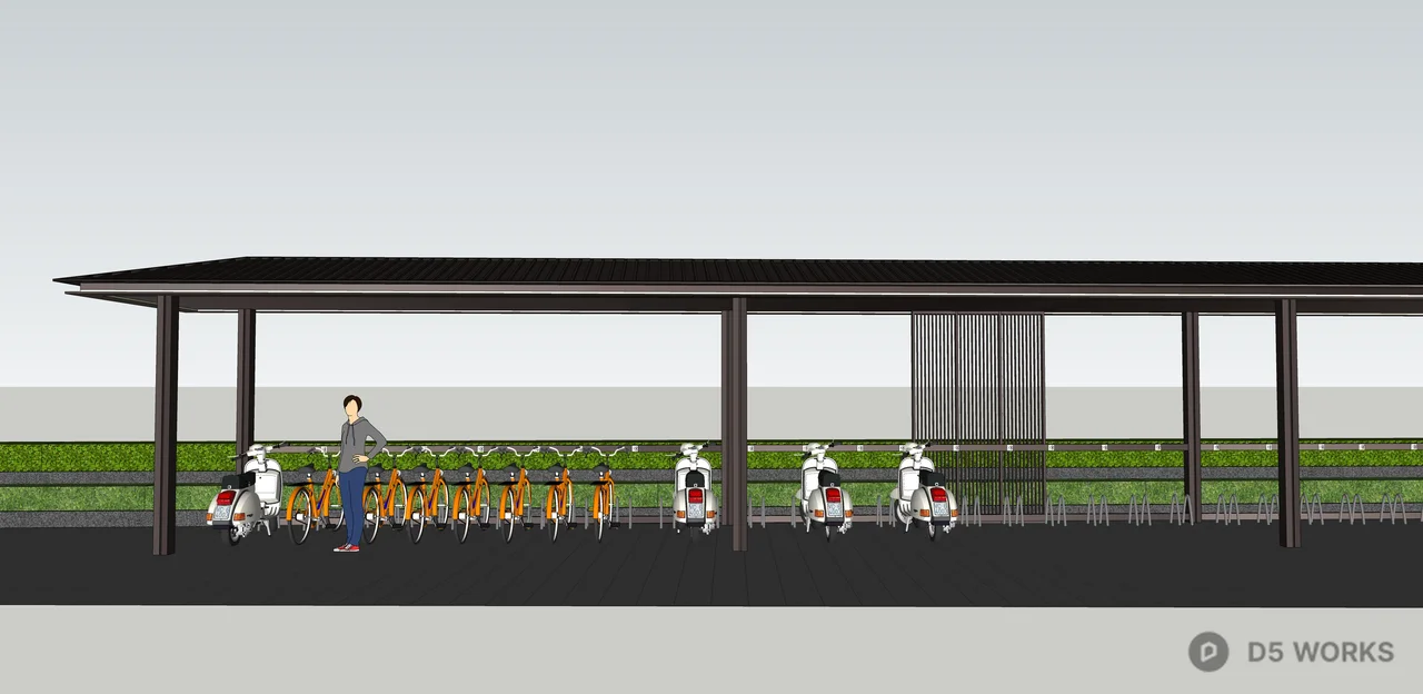 Modern Parking Shelter With Greenery 3d model thumbnail 2
