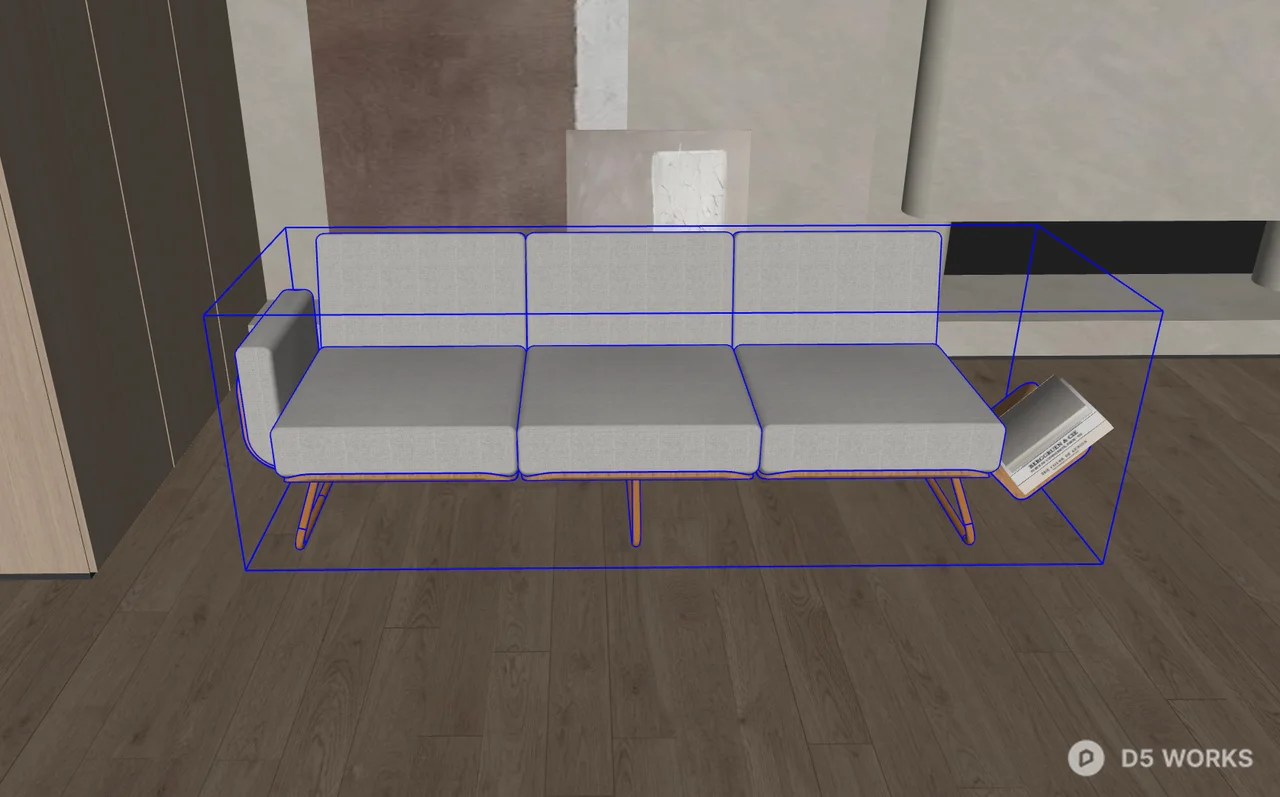 Minimalist Wood Frame Three Seater Sofa 3d model thumbnail 4
