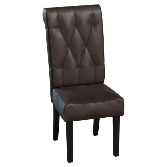 Classic Tufted Dark Brown Leather Accent Chair 3d model