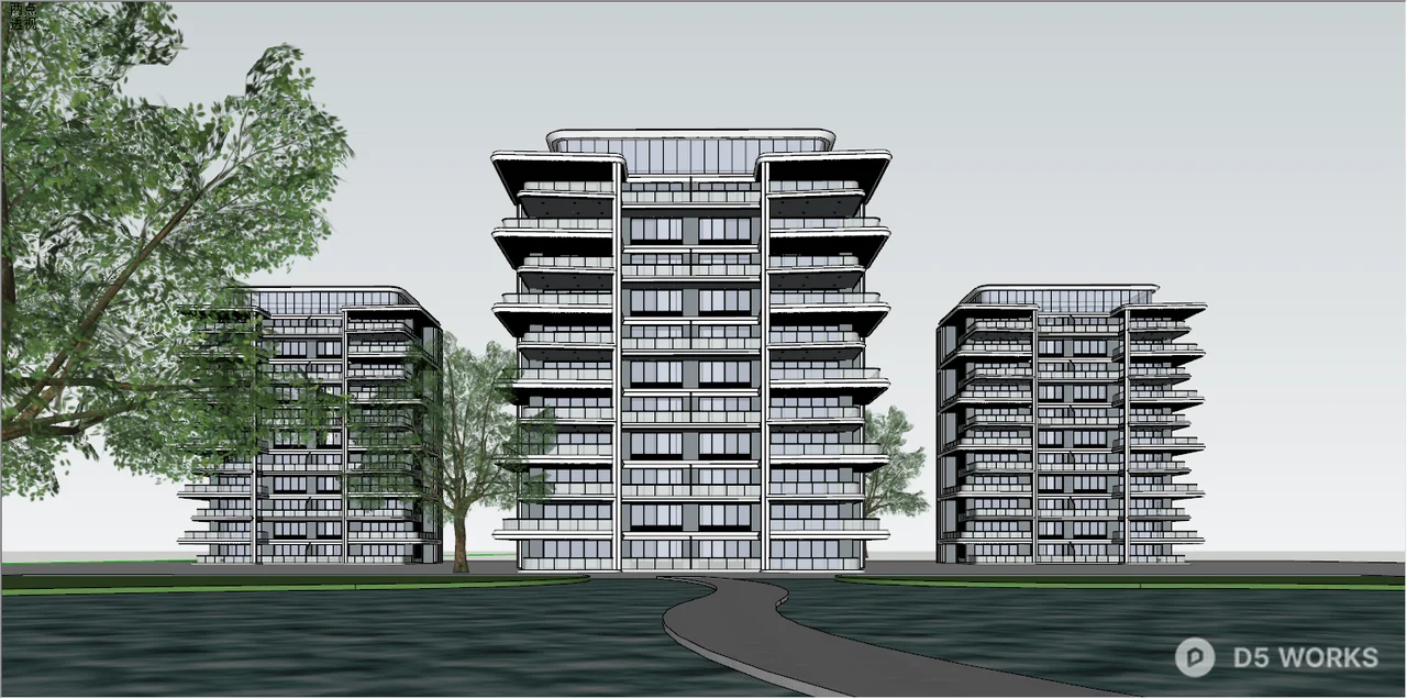 High-Rise Residential Building Complex 3d model - Image 1