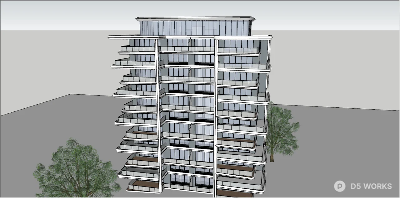 High-Rise Residential Building Complex 3d model thumbnail 2
