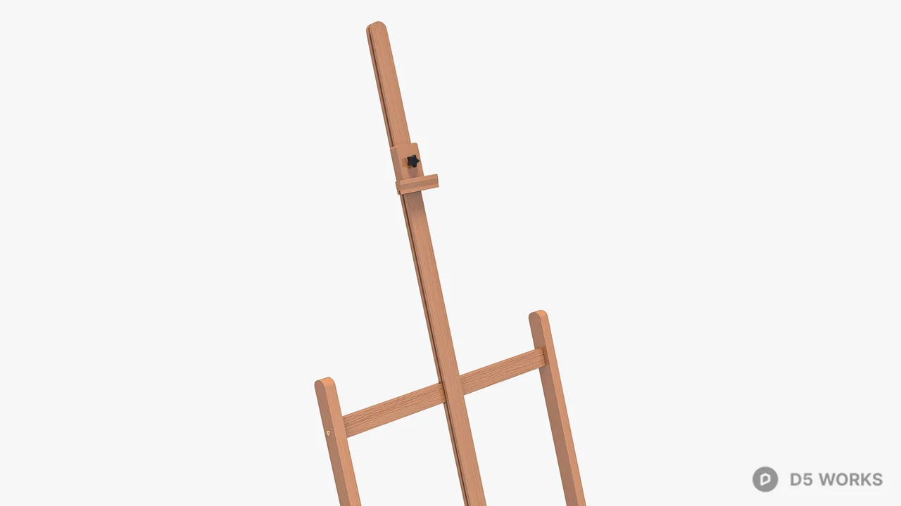 Wooden Easel With Storage Drawer 3d model thumbnail 4