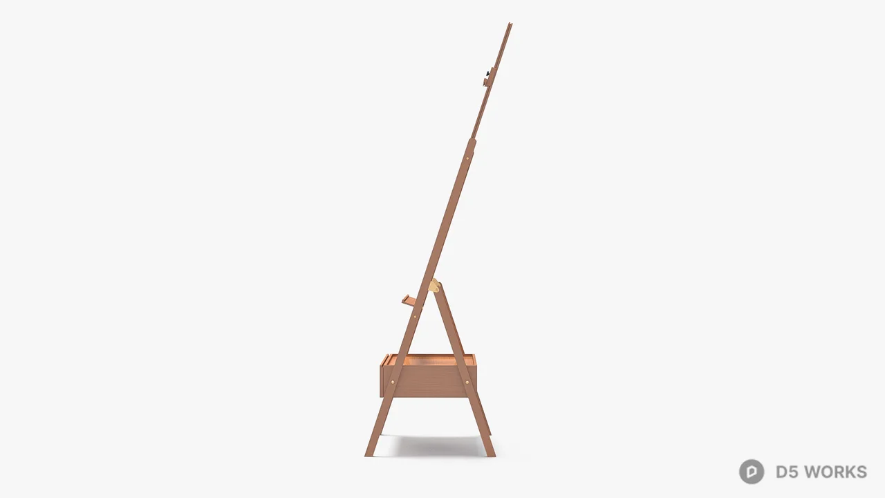 Wooden Easel With Storage Drawer 3d model thumbnail 3