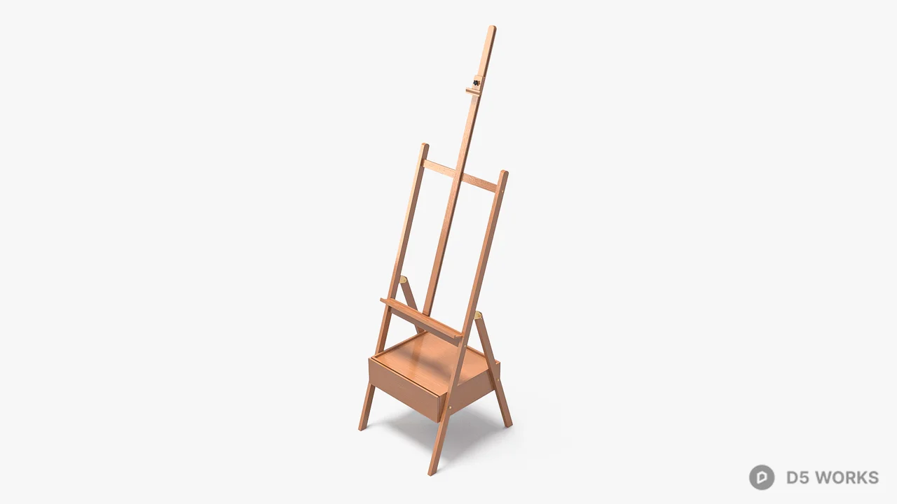 Wooden Easel With Storage Drawer 3d model thumbnail 8