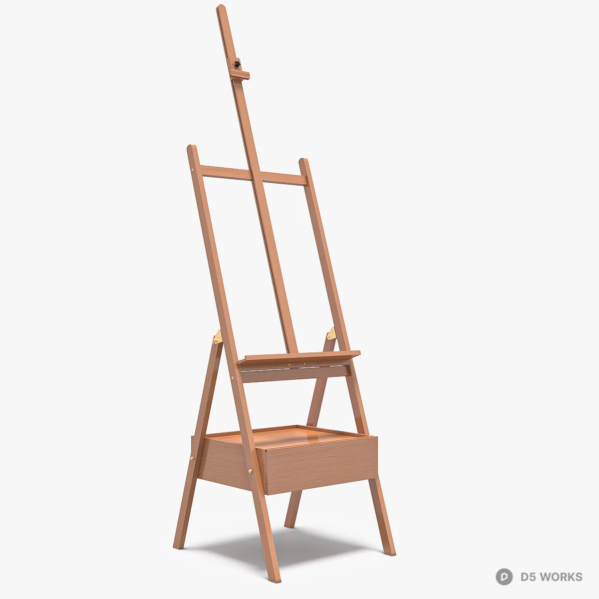 Wooden Easel With Storage Drawer 3d model - Image 1