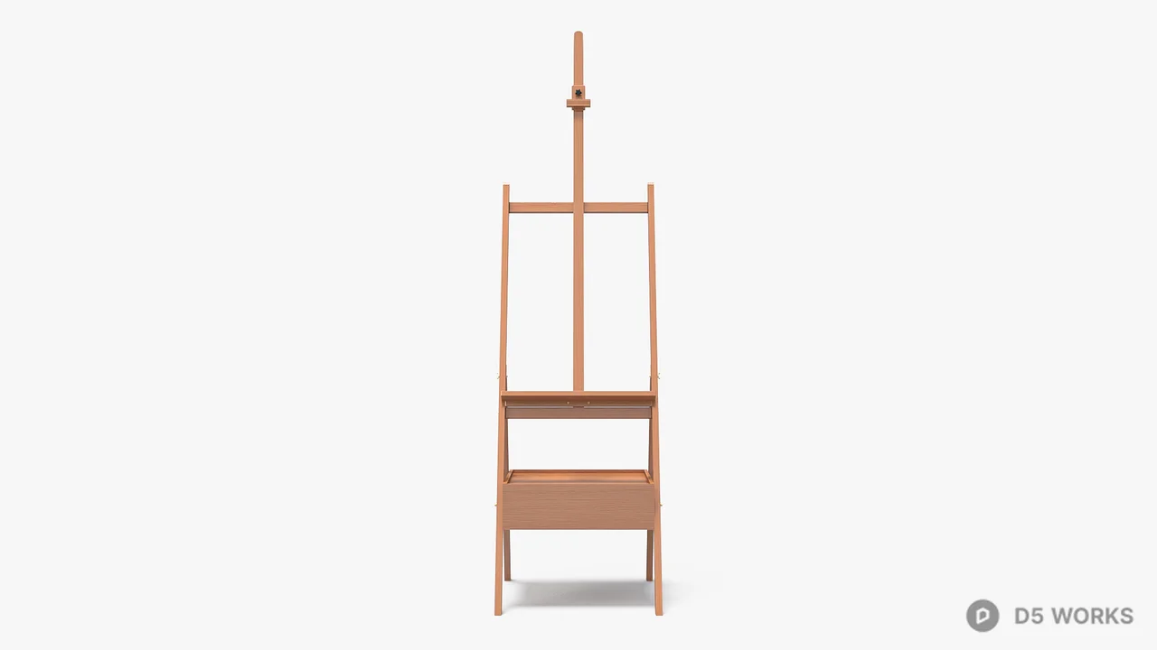 Wooden Easel With Storage Drawer 3d model thumbnail 2