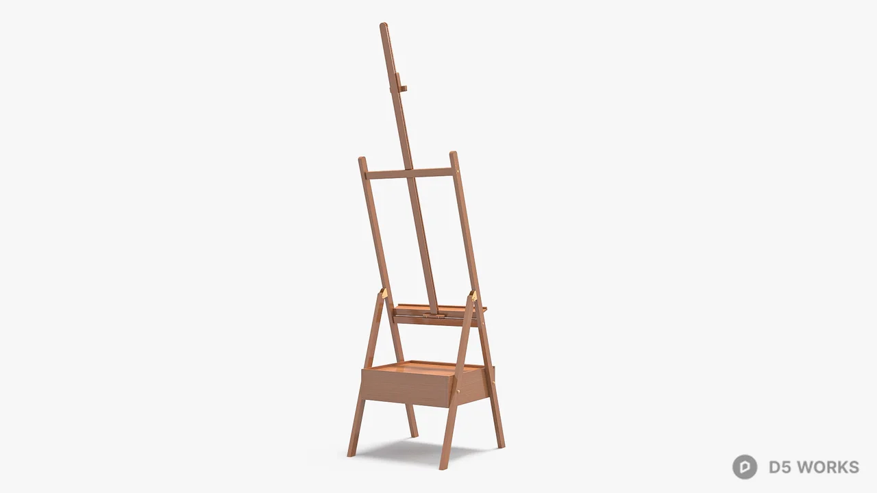 Wooden Easel With Storage Drawer 3d model thumbnail 6