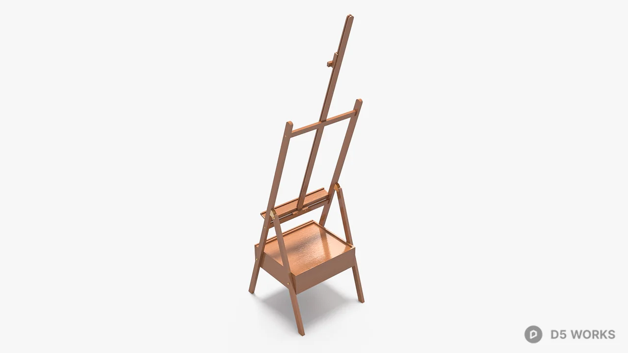 Wooden Easel With Storage Drawer 3d model thumbnail 9