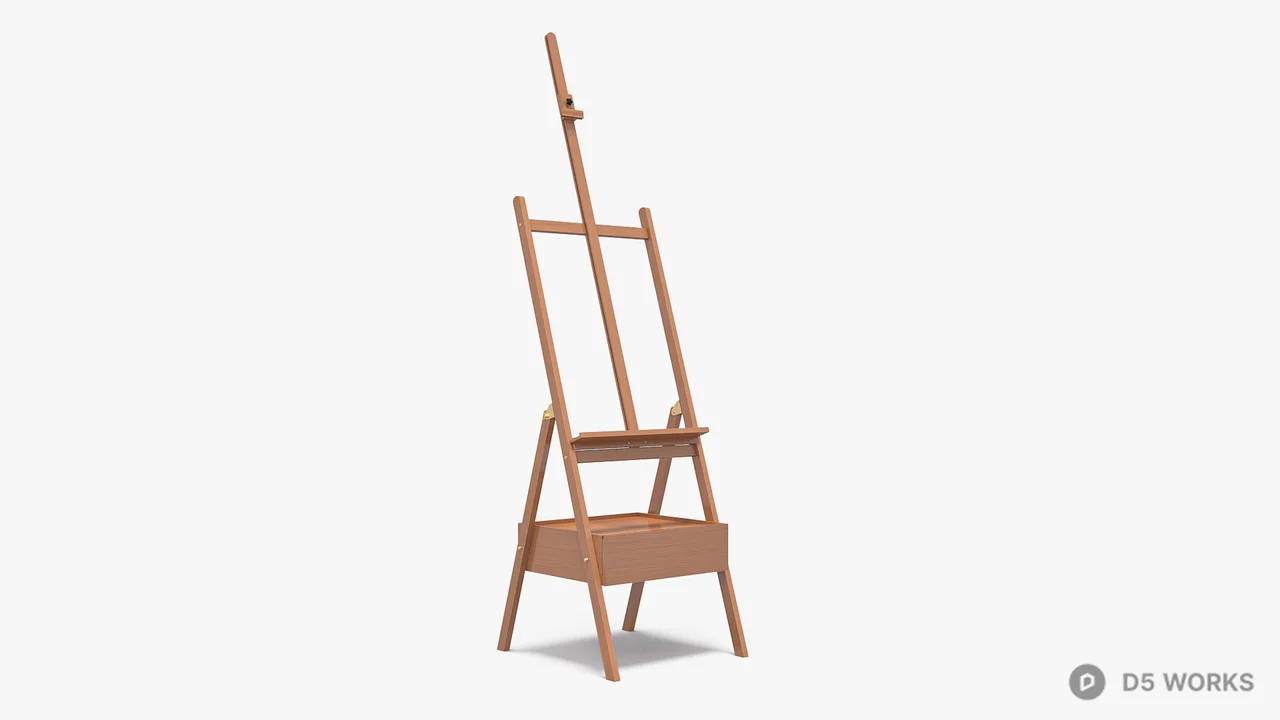 Wooden Easel With Storage Drawer 3d model thumbnail 5