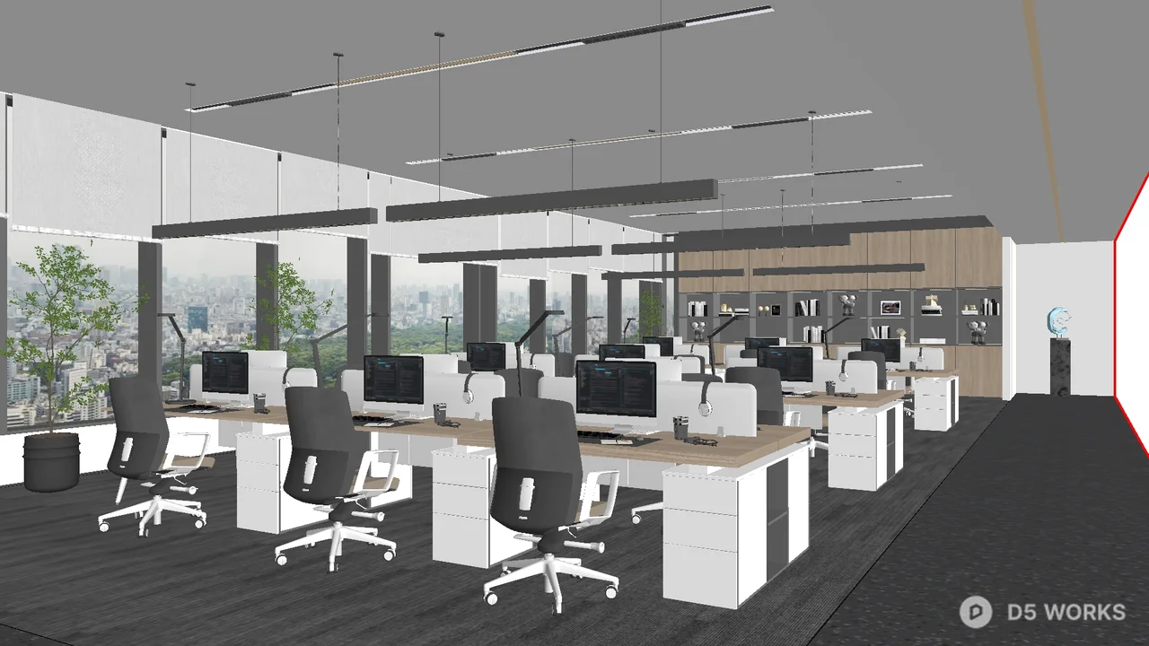 Modern Open-Plan Office Workspace 3d model - Image 1