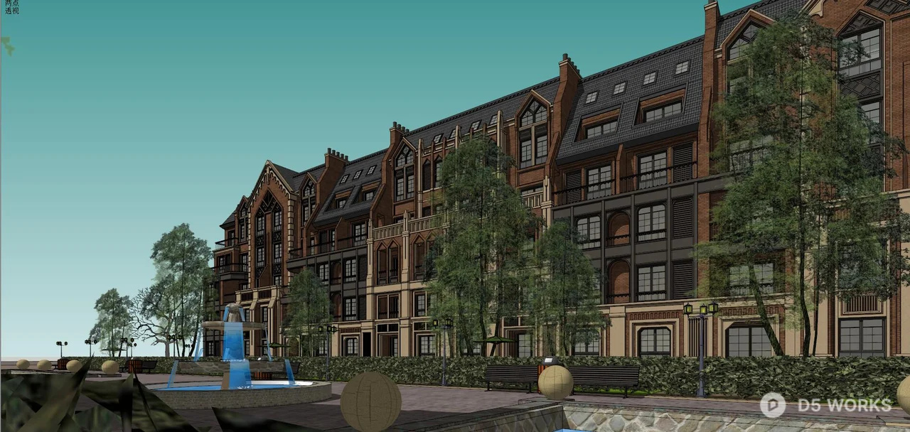 Multi-Story Residential Building With Gothic Revival Facade 3d model thumbnail 3