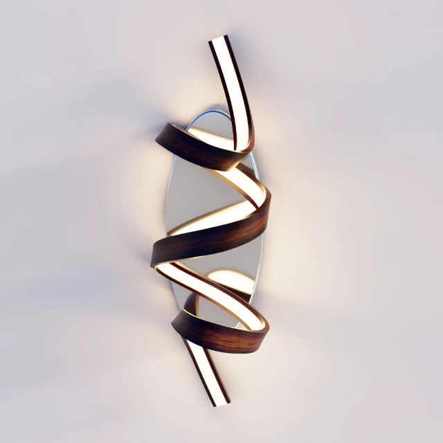 Modern Spiral LED Wood Wall Sconce 3d model