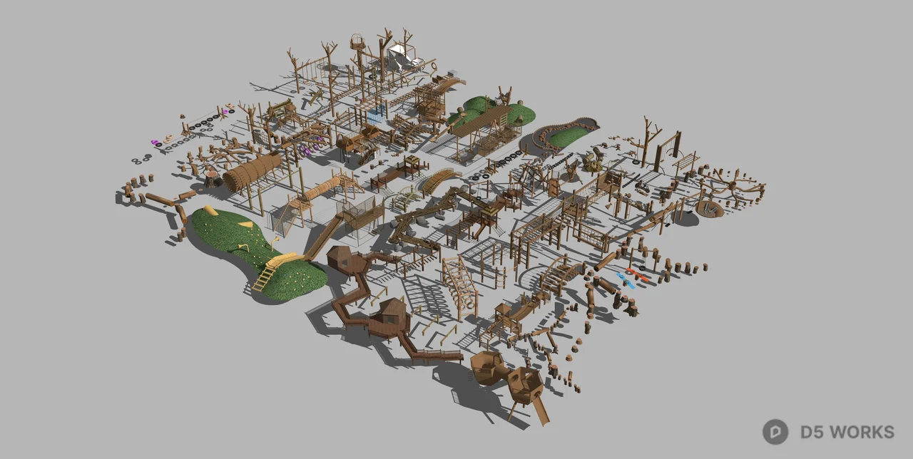 Modular Wooden Adventure Playground Kit 3d model thumbnail 2