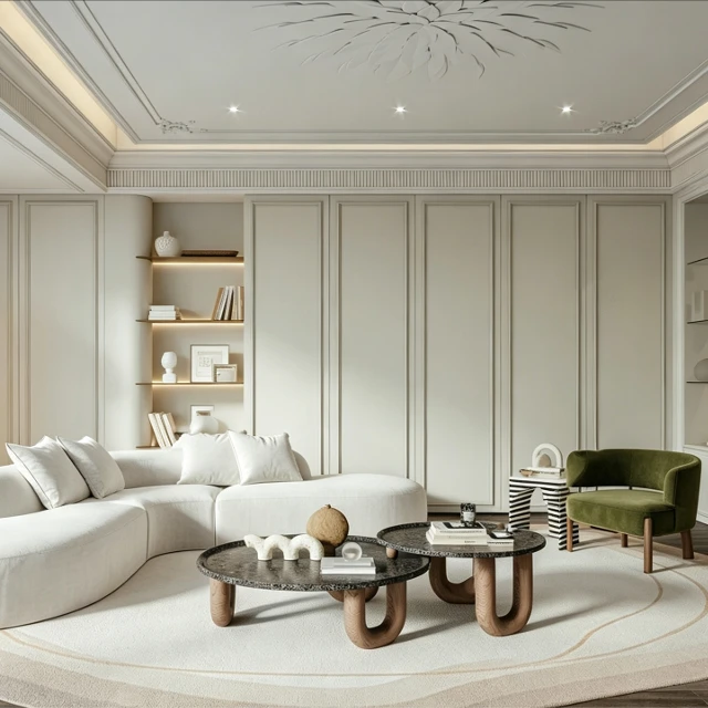 Modern Neoclassical Living Room Interior Scene 3d model