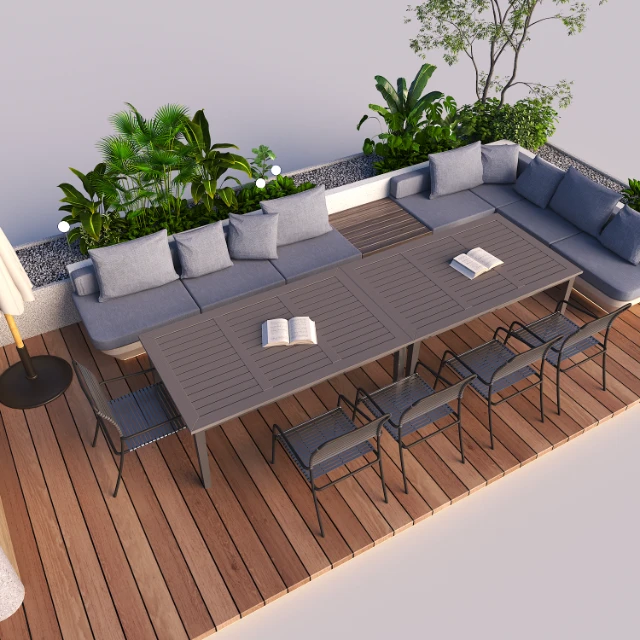 Modern Rooftop Patio Dining and Lounge Set Outdoor seating Modern rooftop garde 3d model