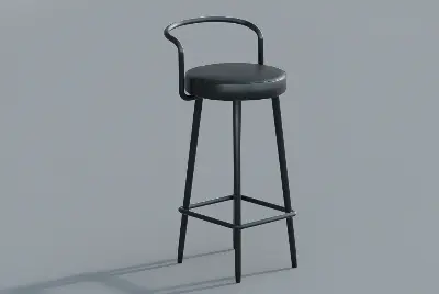 Minimalist Metal Bar Stool With Backrest 3d model