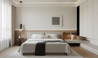 Minimalist Modern Bedroom With Integrated Storage 3d model