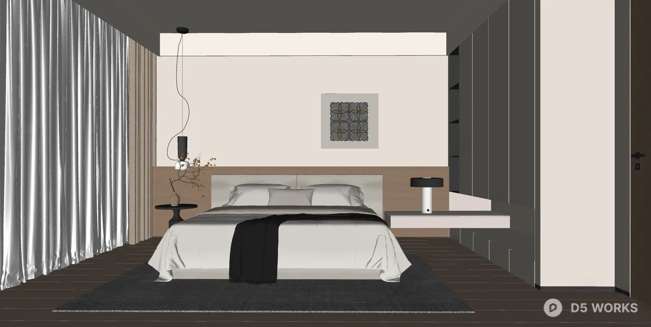 Minimalist Modern Bedroom With Integrated Storage 3d model thumbnail 2
