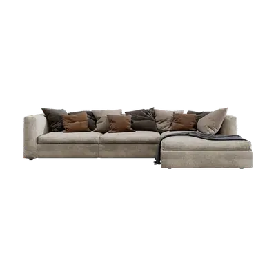 Modern taupe fabric corner sofa 3d model