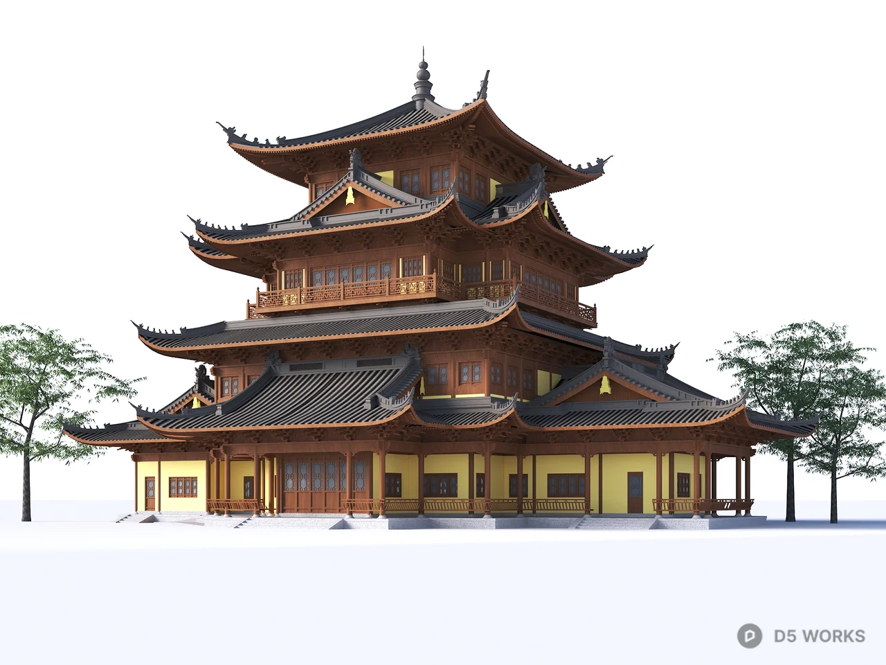 Traditional Chinese Temple Architecture 3d model - Image 1