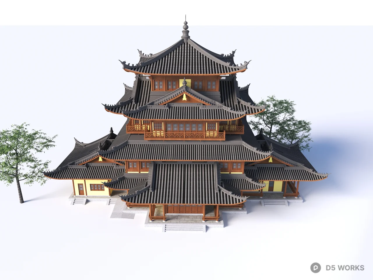 Traditional Chinese Temple Architecture 3d model thumbnail 2