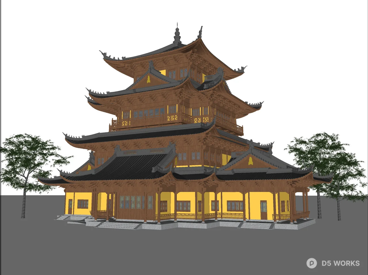 Traditional Chinese Temple Architecture 3d model thumbnail 3